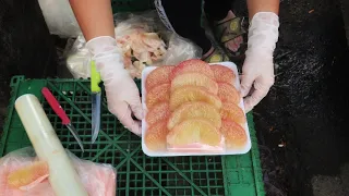 Pomelo Cutting Skills - How To Peel Grapefruit (Local Street Food)