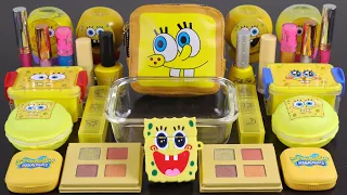 Mixing”Spongebob Squarepants”Eyeshadow,Glitter,Clay,Parts Into Slime🌈Satisfying Slime Video #ASMR