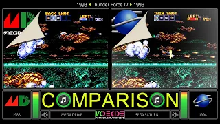 Thunder Force IV (Mega Drive vs Sega Saturn) Side by Side Comparison | VCDECIDE