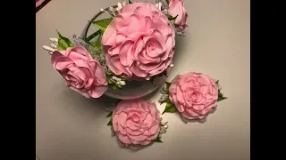 красивый и нежный ободок с розами 🌹🌹 из ленты 2 см. פרחי סרט סאטן🌺  Ribbon flowers 🌺