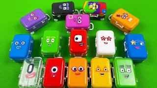 Numberblocks - Looking SLIME With Mini Suitcase Coloring Mix! Most Satisfying Slime GARY