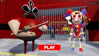 POWER RANGERS VS DARK POMNI AT [NEW!] SAMURAI RANGER BARRY'S PRISON RUN! (OBBY!) #roblox #scaryobby