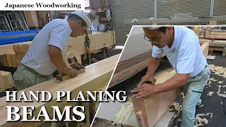 Japanese woodworking - Hand Planing Beams to Finish them