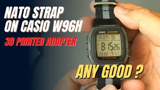 Casio W96H with 20mm NATO Strap using 3D Printed Adapter / Converter