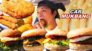 CAR MUKBANG ASMR | 嘉寶漢堡 BACON CHEESEBURGERS 🍔 + HASH BROWN + FRIES 🍟 (Eating Sound) | MAR ASMR