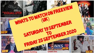WHATS TO WATCH (UK) FREEVIEW TV SATURDAY 19 TO FRIDAY 25 SEPTEMBER 2020