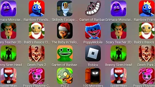 Grimace Monster Scary Survival,Skibydy Escape,Death Park,Branny Siren,Rainbow Friends 2,Poppy Moblie