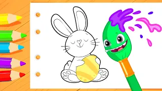 ❤️ 💛 💚Aprende a dibujar y pintar al conejito de pascua y a sus huevos con Groovy el Marciano