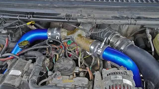 7.3 L Powerstroke Gets New INTERCOOLER Charge Pipes! Increase In Boost!? $1000 truck Build Challenge