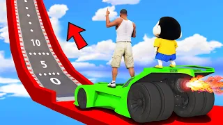 SHINCHAN AND FRANKLIN TRIED THE STEEPEST ROAD CLIMBING JUMP  CHALLENGE IN GTA 5