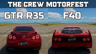 The Crew Motorfest - Nissan GTR R35 vs Ferrari F40 - Drag Race