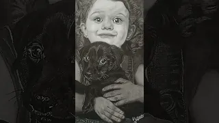 Masoomiat🐥cute little princess with her cute little pet #charcoal #preetartistry#art