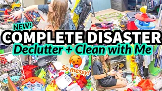 COMPLETE DISASTER DECLUTTER + CLEAN WITH ME | DECLUTTERING + CLEANING MOTIVATION | SUPER MESSY