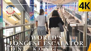 4K WORLD'S LONGEST ESCALATOR Ride🇭🇰 HONG KONG CENTRAL MID LEVELS Downhill Walk | Ambiance Tour 中環半山