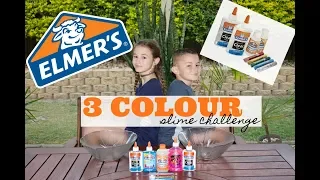 3 COLOR SLIME CHALLENGE || ELMERS GLUE