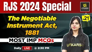 RJS 2024 | Negotiable Instruments Act 1881 MCQs L-21 | Rekha Ma'am