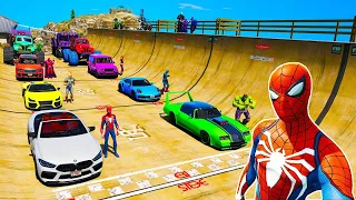 GTA V Epic New Stunt Race For Car Racing Challenge  Super Car, Helicopter and Monster truck Part-76