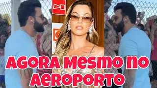 Gusttavo Lima e Andressa Suita atendendo os fãs no aeroporto de Ourinhos -SP