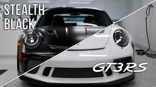 GT3RS DRAMATIC WRAP TRANSFORMATION FROM WHITE TO SATIN BLACK!