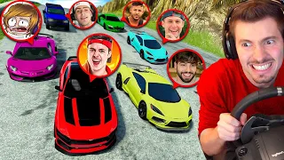 Destruindo CARROS DE YOUTUBERS na ladeira do BeamNG Drive!