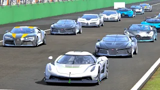 Koenigsegg Jesko Absolut vs Bugatti Hypercar - Drag Race 20 KM