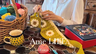 vlog｜Everyday life when I bought spring clothes for a change 🌸🍮｜Recent knitting, purchases and cafes