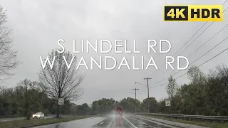 S Lindell Rd to W Vandalia Rd, Greensboro Road Trip | North Carolina, USA | Rainy Day | 4K HDR