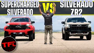 Chevy Won't Make a True Raptor Fighter, So These Guys Did: ZR2 vs Supercharged Silverado Drag Race!