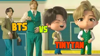 BTS vs TinyTAN (Dynamite) Reality vs Animation