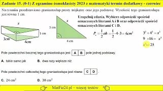 Zadanie 15 Egzamin ósmoklasisty z matematyki 2023 czerwiec-termin dodatkowy | MatFiz24.pl