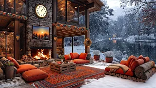 Cozy Porch Ambiance in Winter Morning ☕ Relaxing Jazz Music Instrumental For Relax, Work