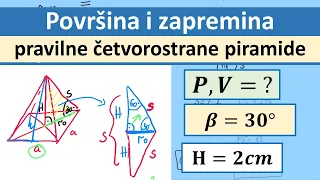 Pravilna četvorostrana piramida zadaci 8 razred.