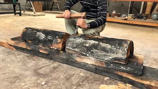 Processing Strange Black Wooden Blocks Into Products: A Simple, Easy To Make But Sturdy Dining Table