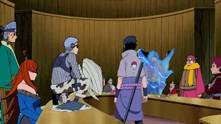 Sasuke Se Enfrenta A Los 5 Kages - Sasuke Hace Que El Cuarto Raikage Pierda Su Mano