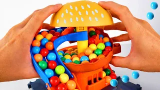 Hamburger Marble Run Race ASMR ☆ Bigger Than Hands ☆ Creative Healing Sound Machine DIY Build