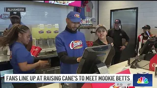 Dodger Mookie Betts works shift at Alhambra Raising Cane's