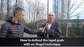 Lapel Grab Defense Using an Illegal Technique