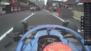 Esteban Ocon onboard of peoples on pit-lane Azerbaijan GP 2023