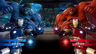 Blue HULK & IronMan Vs Red Hulk & IronMan [Very Hard]AI MarvelCapcom