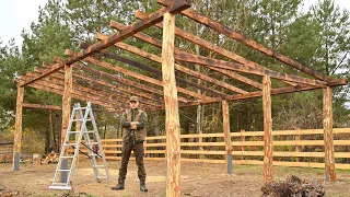 The Beginning of the Building of a Large WOODEN CANOPY For the Farm - Ep. 3