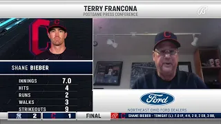 Terry Francona applauds Shane Bieber's effort vs. Gerrit Cole | INDIANS-YANKEES POSTGAME