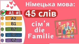 Німецька мова A1 #1 - 45 слів, сім'я/die Familie✍️Німецька мова з нуля. Вчити німецьку мову.