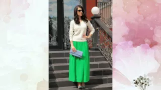 C чем носить зеленую юбку / What to wear green skirt