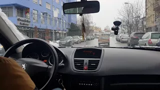 Driving Peugeot 207 in the City  / POV Winter