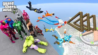 Spiderman & Superheroes Ultimate Skydiving Challenge Hulk Superman Goku Iron Man wonder woman- GTA 5