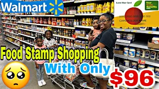 SPENDING MY LAST $96 IN FOOD STAMPS AT WALMART | SHOPPING WITH 3 KIDS UNDER 6