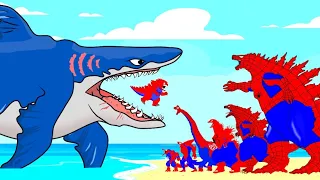 Rescue Baby GODZILLA SPIDER From Giant MEGALODON : Who Will Win? | Godzilla Cartoon Compilation