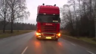 Truck backwards on road...