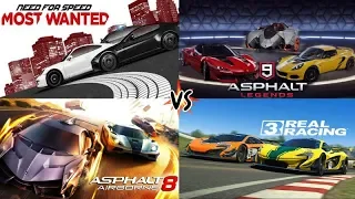 Need For Speed Most Wanted vs Asphalt 9 vs Asphalt 8 vs Real Racing 3 GAMEPLAY! Max Settings