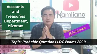 LDC Exam Probable Questions 2020 | Accounts & Treasuries Dept., Mizoram | Part -I (English paper)